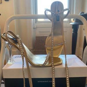 Lightly worn Nine West Textile Glass Lace-up Heels size 8